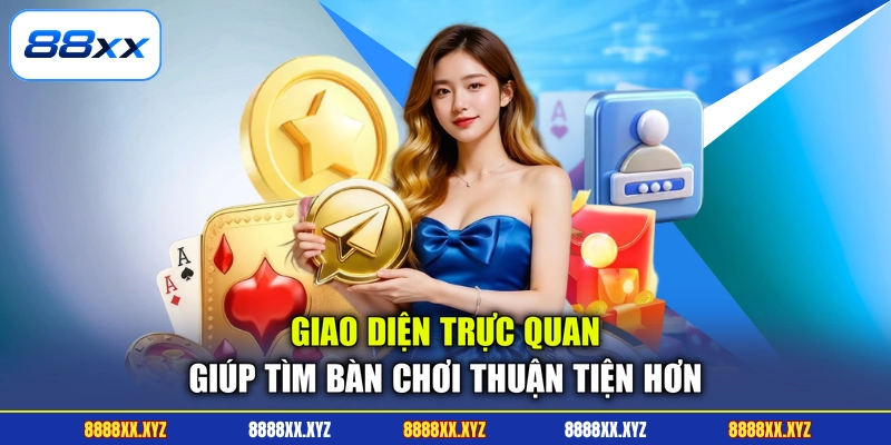 Giao diện trực quan giúp tìm bàn chơi thuận tiện hơn